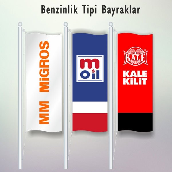 benzinlik tipi logolu gönder bayragı